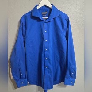 Calvin Klein Slim Fit Non Iron Indigo Blue Dress Shirt Size 17 /34-35